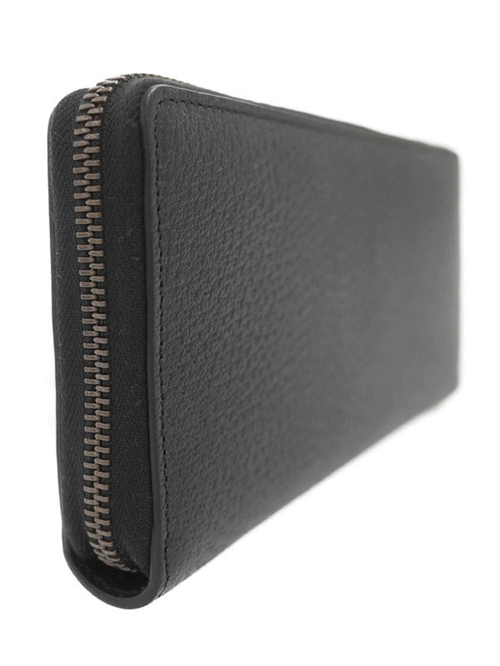 Gucci Long Zipper Zip Leather GG Wallet Around Round Marmont Black